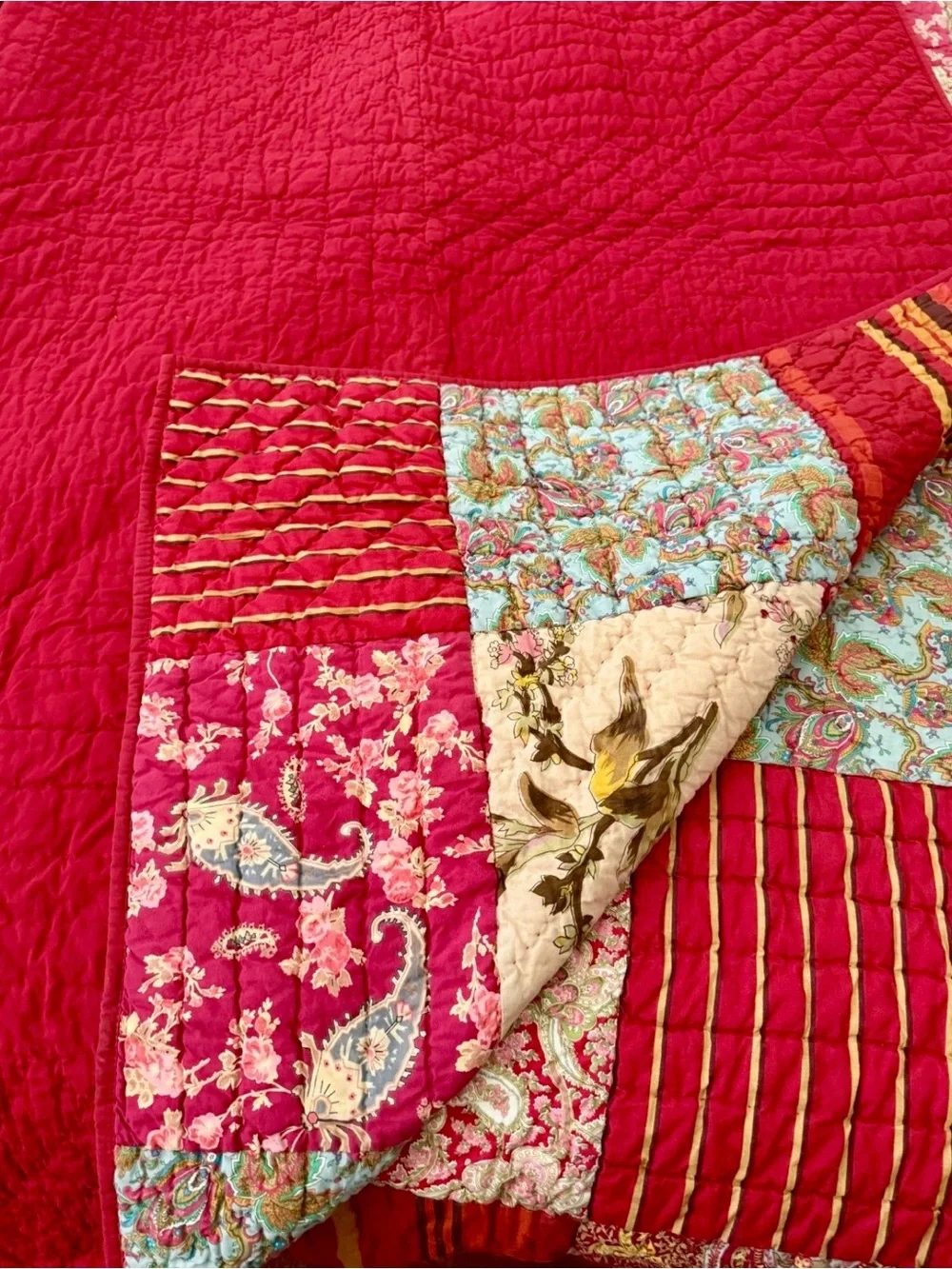 Pottery Barn “Georgia” Patchwork Quilt (K) and Euro Shams (3) EUC